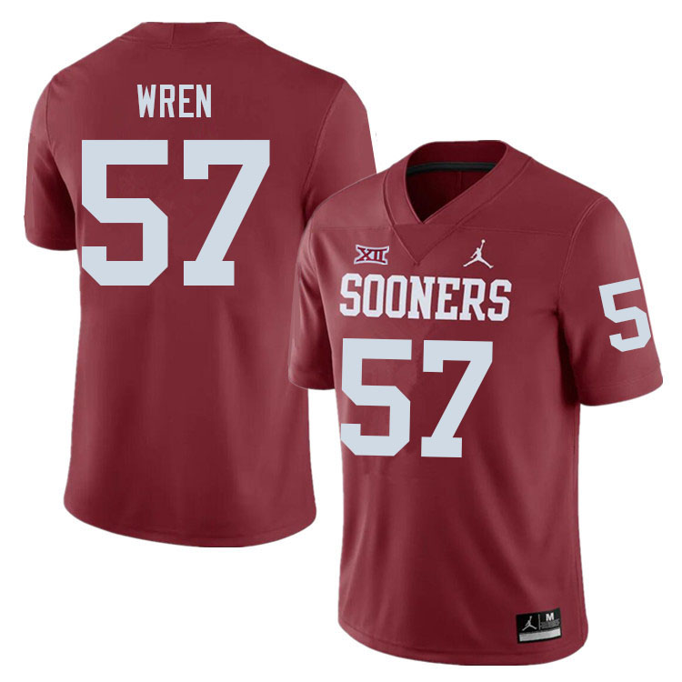 Men #57 Maureese Wren Oklahoma Sooners College Football Jerseys Sale-Crimson